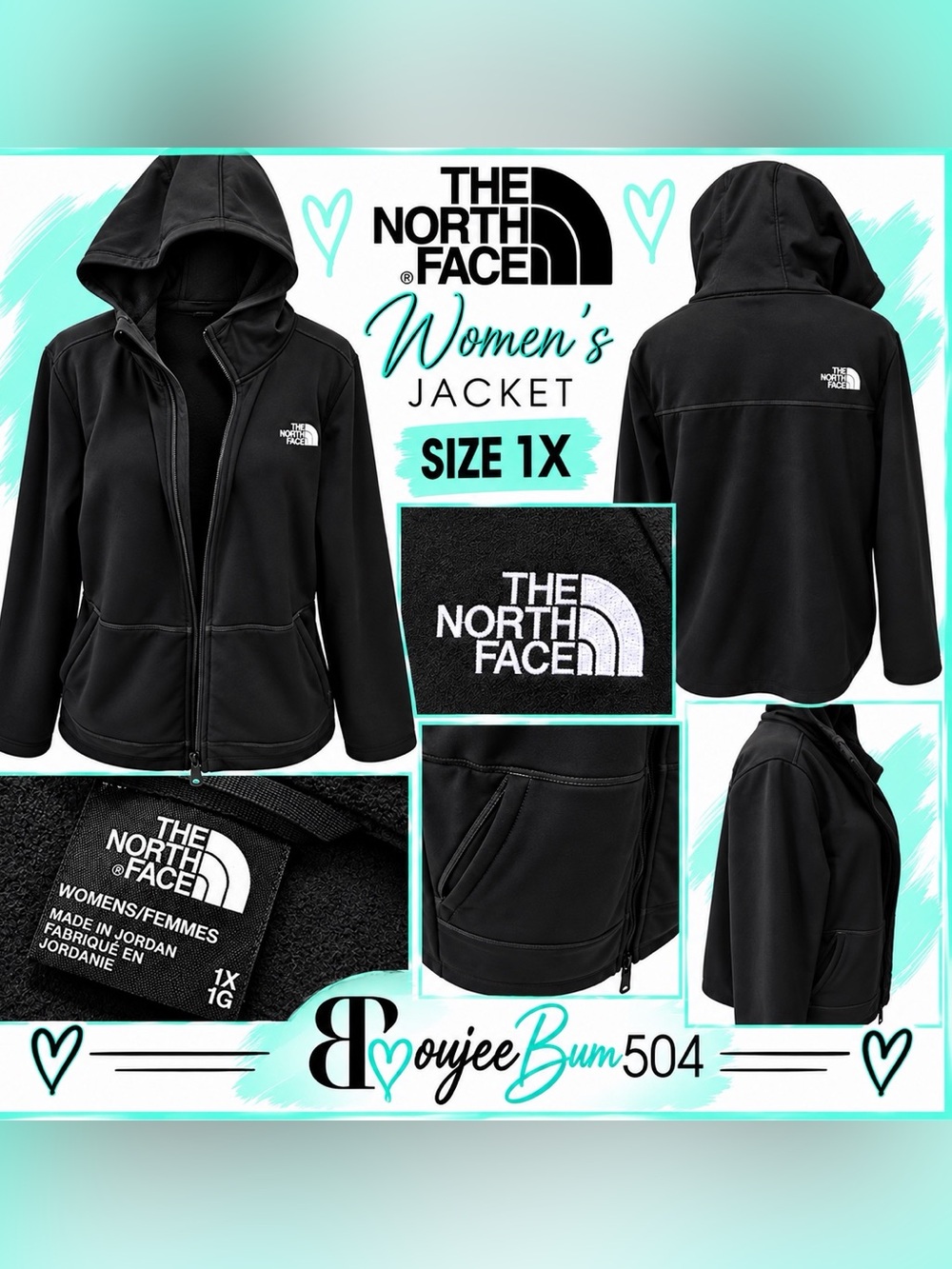 The North Face Women’s Black Full Zip Hooded Jacket Plus Size 1X